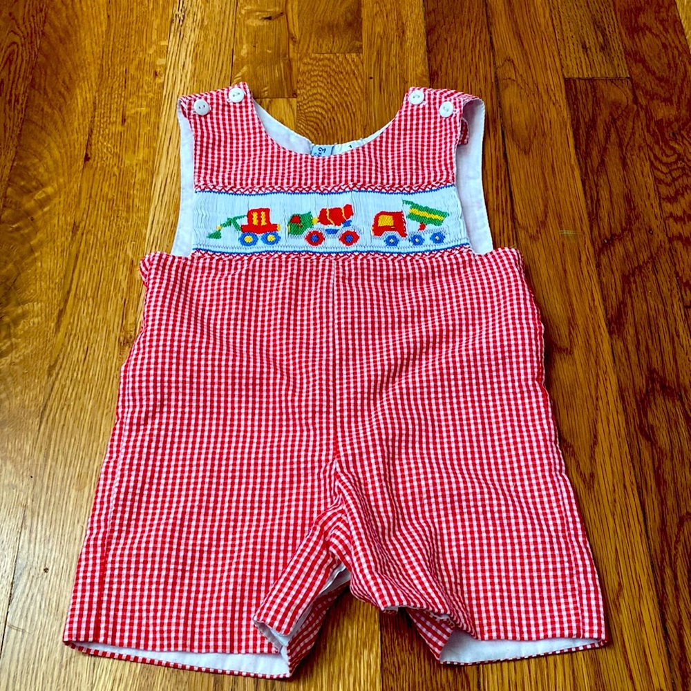 Gingham Construction Trucks Coveralls